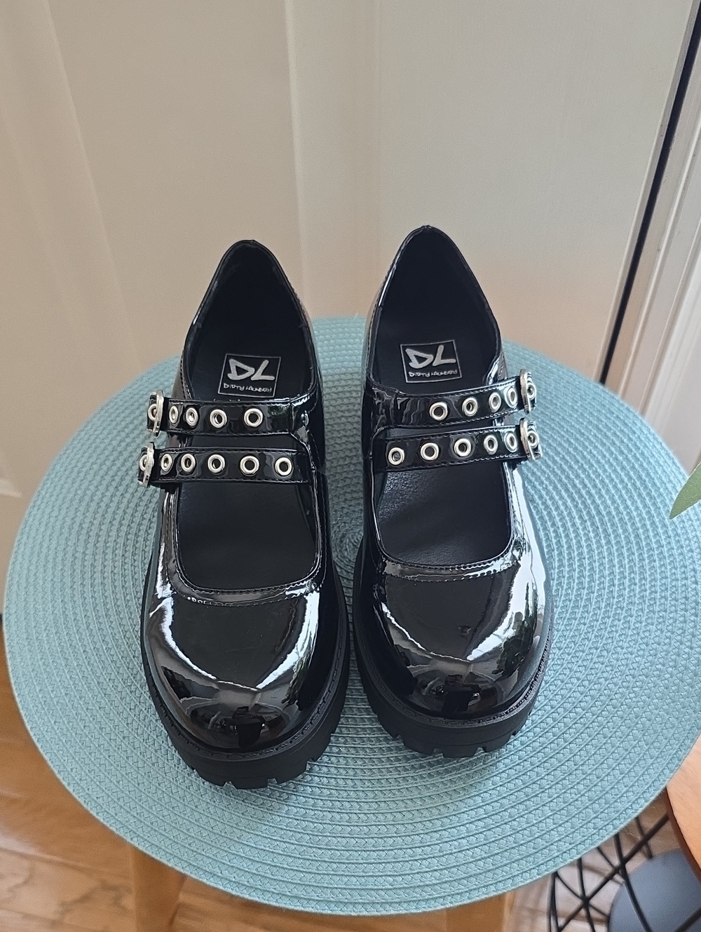 Dirty Laundry Womens Black Patent Leather Slip-on Chunky Mary Jane Shoe Size 7.5
